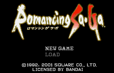 Romancing SaGa title screen for WonderSwan Color